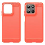 Motorola Moto G15 Børstet TPU Cover - Karbonfiber - Rød