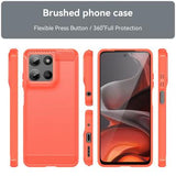 Motorola Moto G15 Børstet TPU Cover - Karbonfiber - Rød