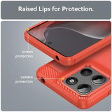 Motorola Moto G15 Børstet TPU Cover - Karbonfiber - Rød