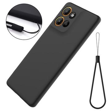 Motorola Moto G17 Power/G17/G15 Flydende silikone cover med håndrem - Sort
