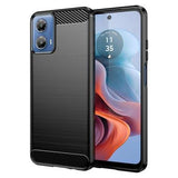 Motorola Moto G34 Børstet TPU Cover - Karbonfiber - Sort