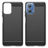 Motorola Moto G34 Børstet TPU Cover - Karbonfiber - Sort