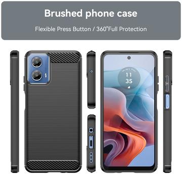 Motorola Moto G34 Børstet TPU Cover - Karbonfiber - Sort