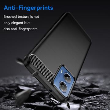 Motorola Moto G34 Børstet TPU Cover - Karbonfiber - Sort