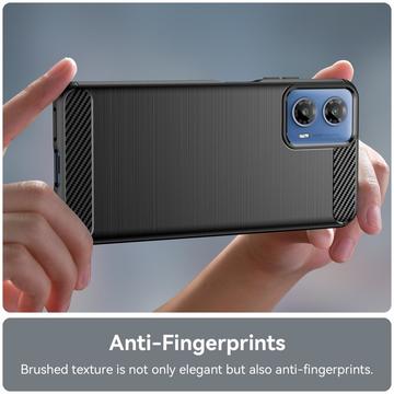 Motorola Moto G34 Børstet TPU Cover - Karbonfiber - Sort