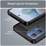 Motorola Moto G34 Børstet TPU Cover - Karbonfiber - Sort