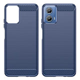 Motorola Moto G34 Børstet TPU Cover - Karbonfiber - Blå