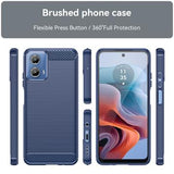 Motorola Moto G34 Børstet TPU Cover - Karbonfiber - Blå