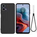 Motorola Moto G34 Liquid Silikone Cover med Strop - Sort