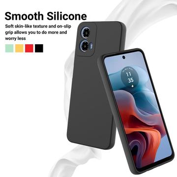 Motorola Moto G34 Liquid Silikone Cover med Strop - Sort
