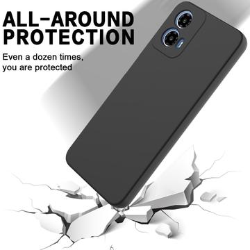 Motorola Moto G34 Liquid Silikone Cover med Strop - Sort