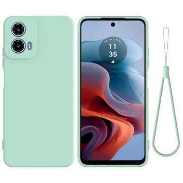 Motorola Moto G34 Liquid Silikone Cover med Strop - Grøn