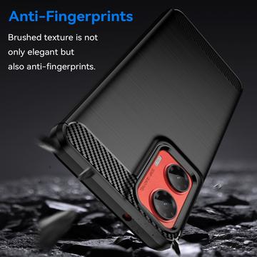 Motorola Moto G35 Børstet TPU Cover - Karbonfiber - Sort