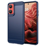 Motorola Moto G35 Børstet TPU Cover - Karbonfiber - Blå