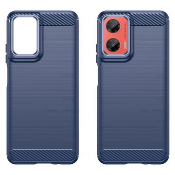 Motorola Moto G35 Børstet TPU Cover - Karbonfiber - Blå