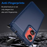 Motorola Moto G35 Børstet TPU Cover - Karbonfiber - Blå