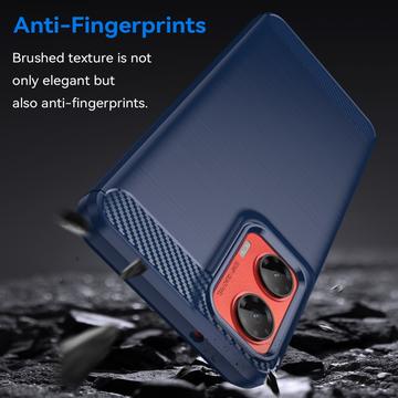 Motorola Moto G35 Børstet TPU Cover - Karbonfiber - Blå