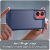 Motorola Moto G35 Børstet TPU Cover - Karbonfiber - Blå