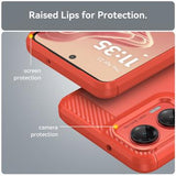 Motorola Moto G35 Børstet TPU Cover - Karbonfiber - Rød