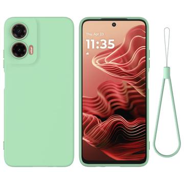 Motorola Moto G35 Liquid Silikone Cover med Strop - Grøn