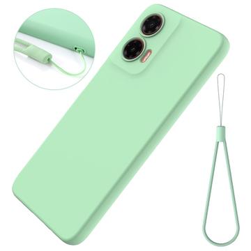 Motorola Moto G35 Liquid Silikone Cover med Strop - Grøn