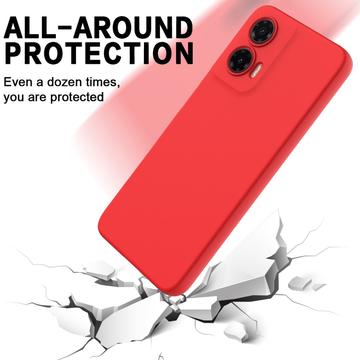 Motorola Moto G35 Liquid Silikone Cover med Strop - Rød