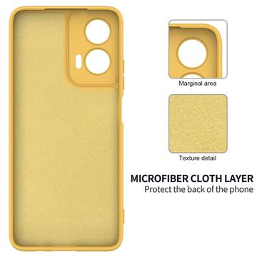 Motorola Moto G35 Liquid Silikone Cover med Strop - Gul