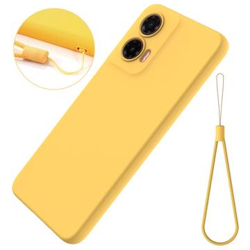 Motorola Moto G35 Liquid Silikone Cover med Strop - Gul