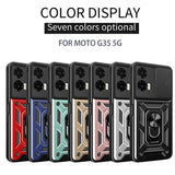 Motorola Moto G35 Roterende Ring Hybrid Cover med Kameraskjold - Blå
