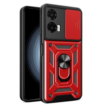 Motorola Moto G35 Roterende Ring Hybrid Cover med Kameraskjold - Rød