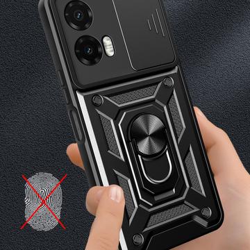 Motorola Moto G35 Roterende Ring Hybrid Cover med Kameraskjold - Rød