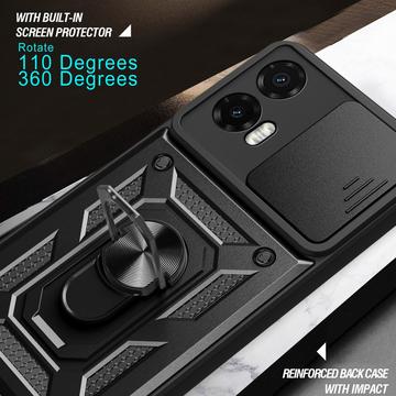 Motorola Moto G35 Roterende Ring Hybrid Cover med Kameraskjold - Rød