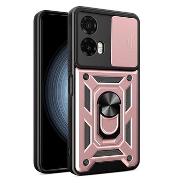 Motorola Moto G35 Roterende Ring Hybrid Cover med Kameraskjold - Rødguld