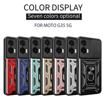 Motorola Moto G35 Roterende Ring Hybrid Cover med Kameraskjold - Rødguld