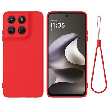 Motorola Moto G37/G37 Power/G47 Flydende silikone cover med håndrem - Rød