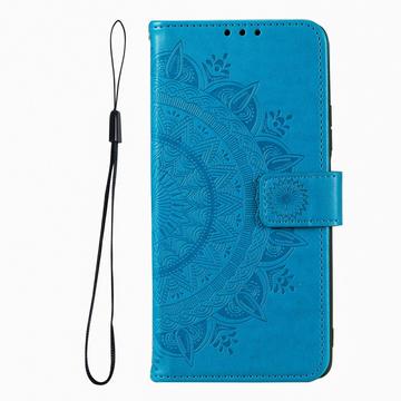 Motorola Moto G37/G47 Mandala Etui med Pung med håndledsrem - Blå