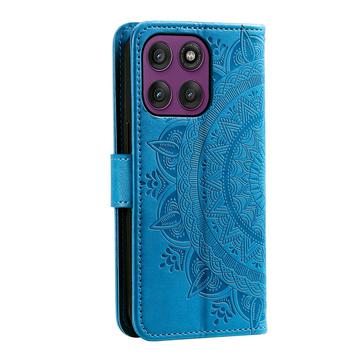 Motorola Moto G37/G47 Mandala Etui med Pung med håndledsrem - Blå