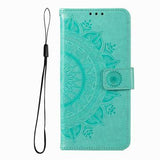 Motorola Moto G37/G47 Mandala Etui med Pung med håndledsrem - mintgrøn