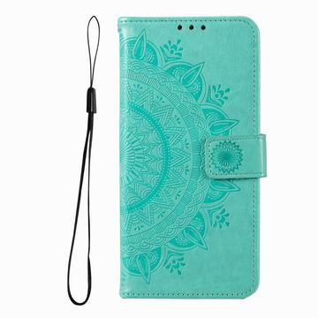 Motorola Moto G37/G47 Mandala Etui med Pung med håndledsrem - mintgrøn