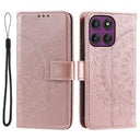 Motorola Moto G37/G47 Mandala Etui med Pung med håndledsrem - lyserød