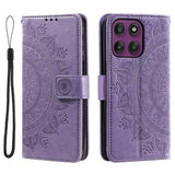 Motorola Moto G37 Power Mandala Etui med Pung med håndledsrem - Lilla
