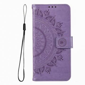 Motorola Moto G37 Power Mandala Etui med Pung med håndledsrem - Lilla