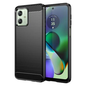 Motorola Moto G54 Børstet TPU Cover - Karbonfiber - Sort