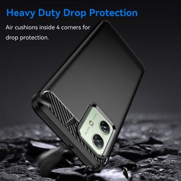 Motorola Moto G54 Børstet TPU Cover - Karbonfiber - Sort