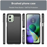Motorola Moto G54 Børstet TPU Cover - Karbonfiber - Sort