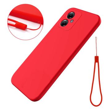 Motorola Moto G54 Liquid Silikone Cover med Strop - Rød