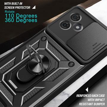Motorola Moto G54 Roterende Ring Hybrid Cover med Kameraskjold - Sort