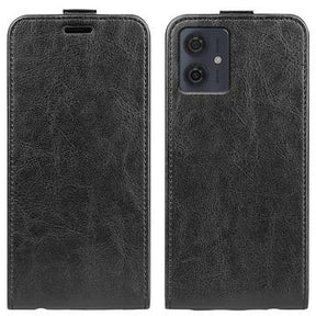 Motorola Moto G54 Vertikal Flip Taske med Kortholder - Sort