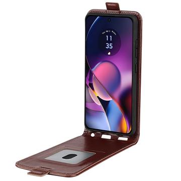 Motorola Moto G54 Vertikal Flip Taske med Kortholder - Brun