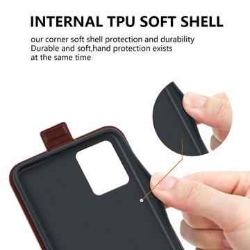 Motorola Moto G54 Vertikal Flip Taske med Kortholder - Brun